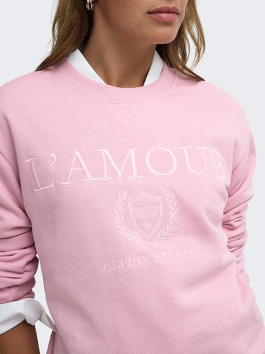 JDY Paris Long Sleeve Embossed Sweatshirt | Pink 15221015