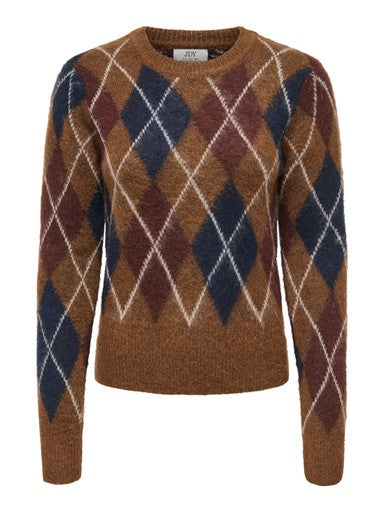 JDY Reese Argyle Pullover | Brown 15385711