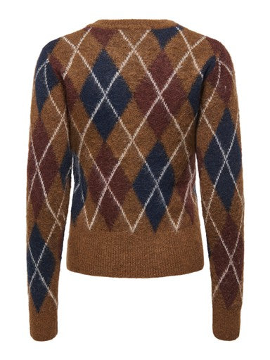 JDY Reese Argyle Pullover | Brown 15385711