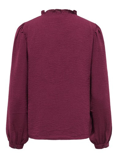 JDY Rachel Life Long Sleeve Pintuck Top | Maroon 15323274