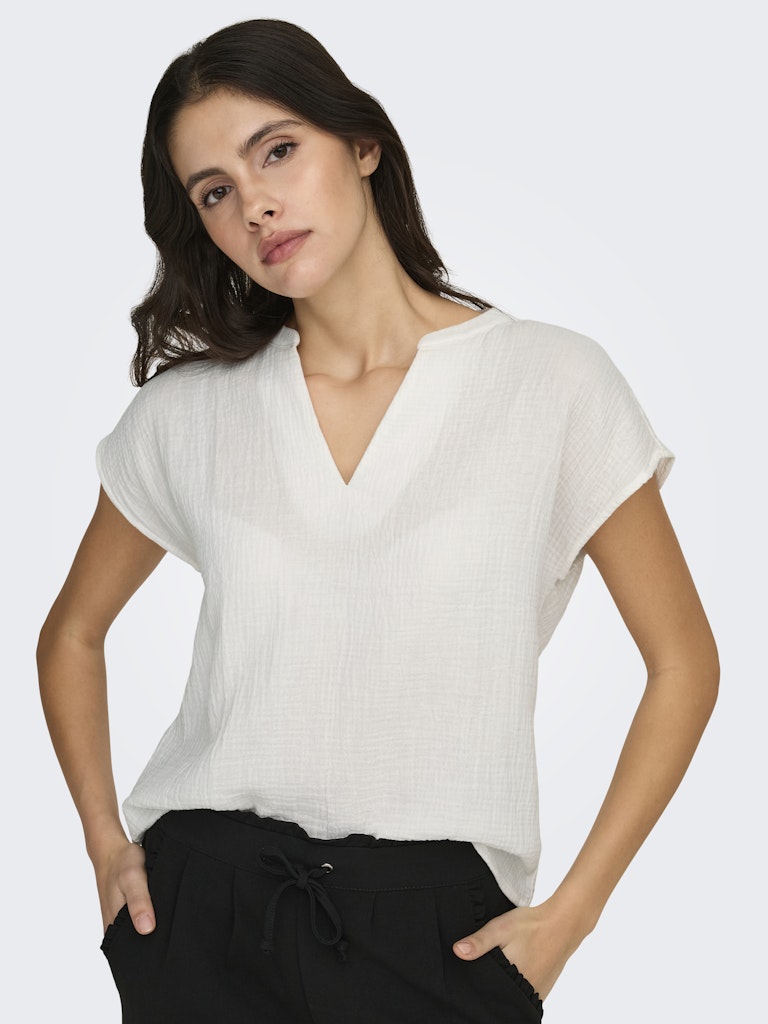 JDY Theis Lion Life S/S Top  | Cloud Dancer