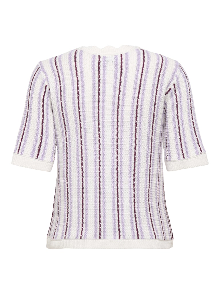 JDY TIKKA S/S Stripe Structure Pullover Knit White/Purple