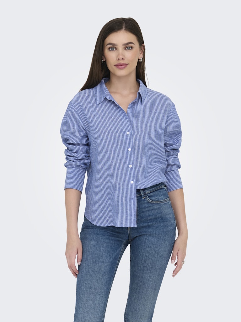 JDY Mila L/S Loose Linen Woven Shirt | Saphire
