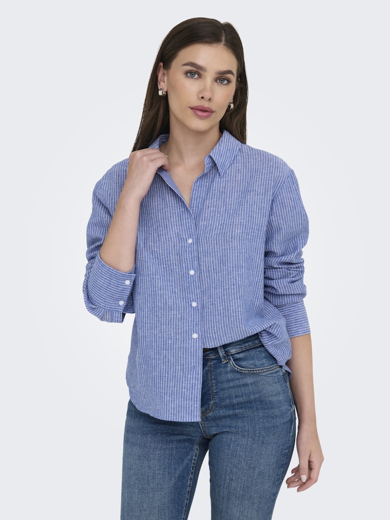 JDY Mila L/S Loose Linen Woven Shirt | Saphire