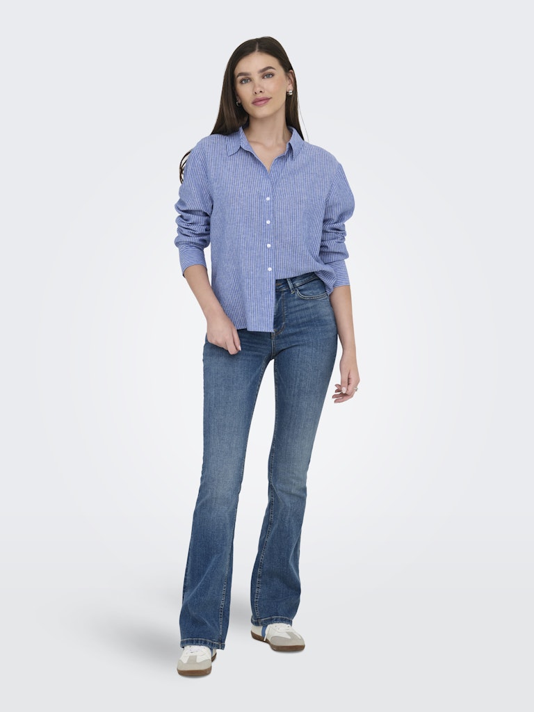 JDY Mila L/S Loose Linen Woven Shirt | Saphire