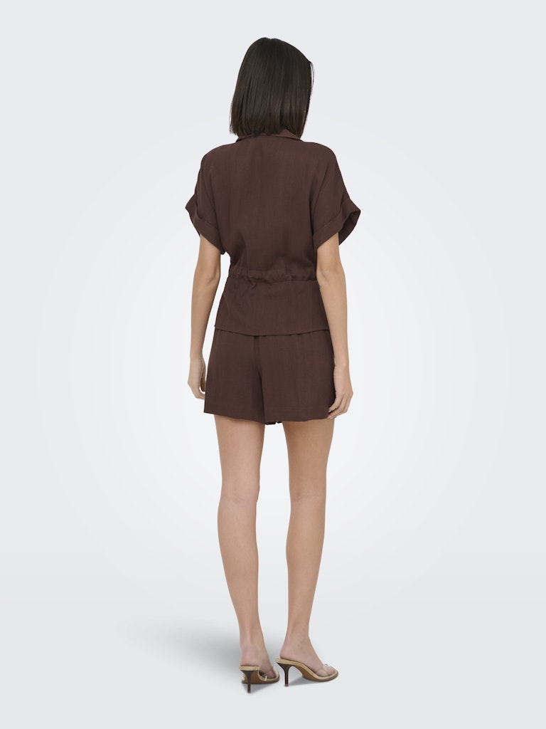 JDY Mille S/S Zip Shirt | Coffee