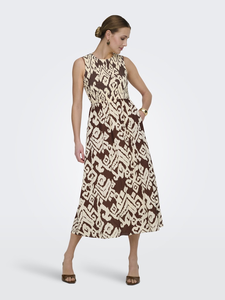 JDY Diego S/L Smock Midi Dress | Print