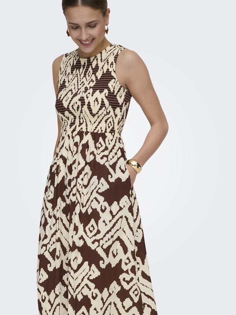 JDY Diego S/L Smock Midi Dress | Print
