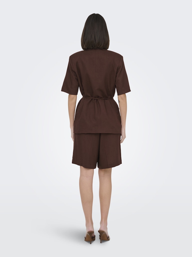 JDY Naomi Linen S/S Belt Blazer | Coffee
