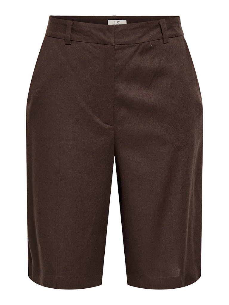 JDY Naomi Linen Mid Waist Bermuda Shorts | Coffee