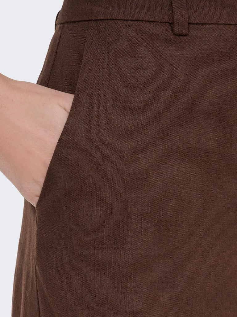 JDY Naomi Linen Mid Waist Bermuda Shorts | Coffee