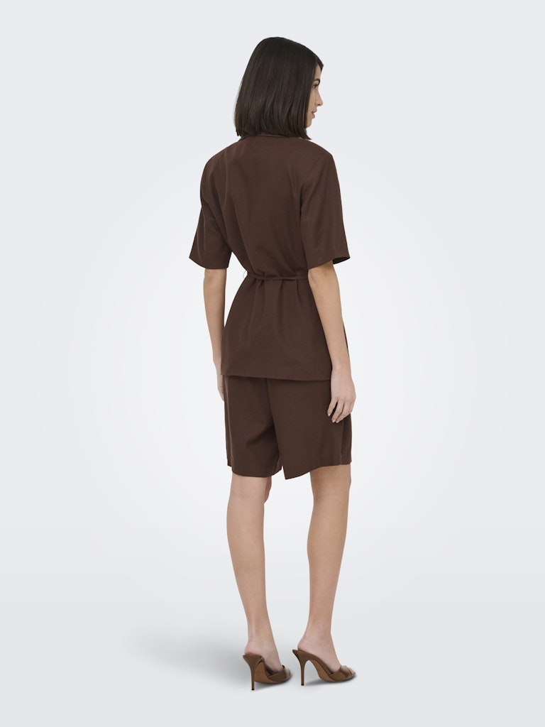JDY Naomi Linen Mid Waist Bermuda Shorts | Coffee