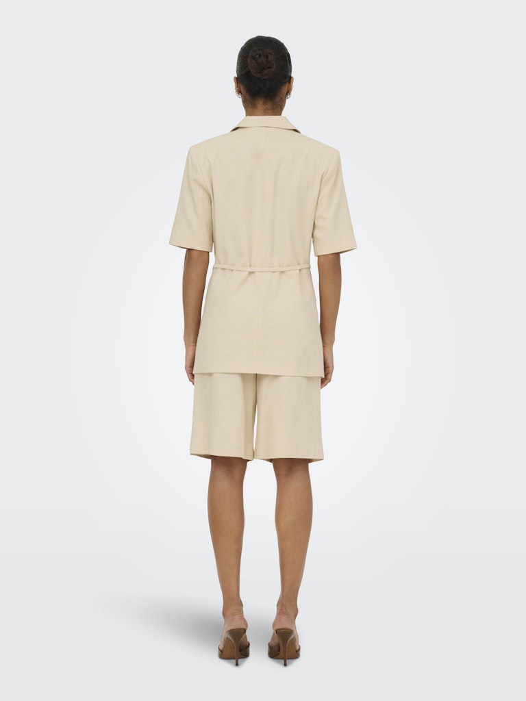 JDY Naomi Linen Mid Waist Bermuda Shorts | Wheat Sand