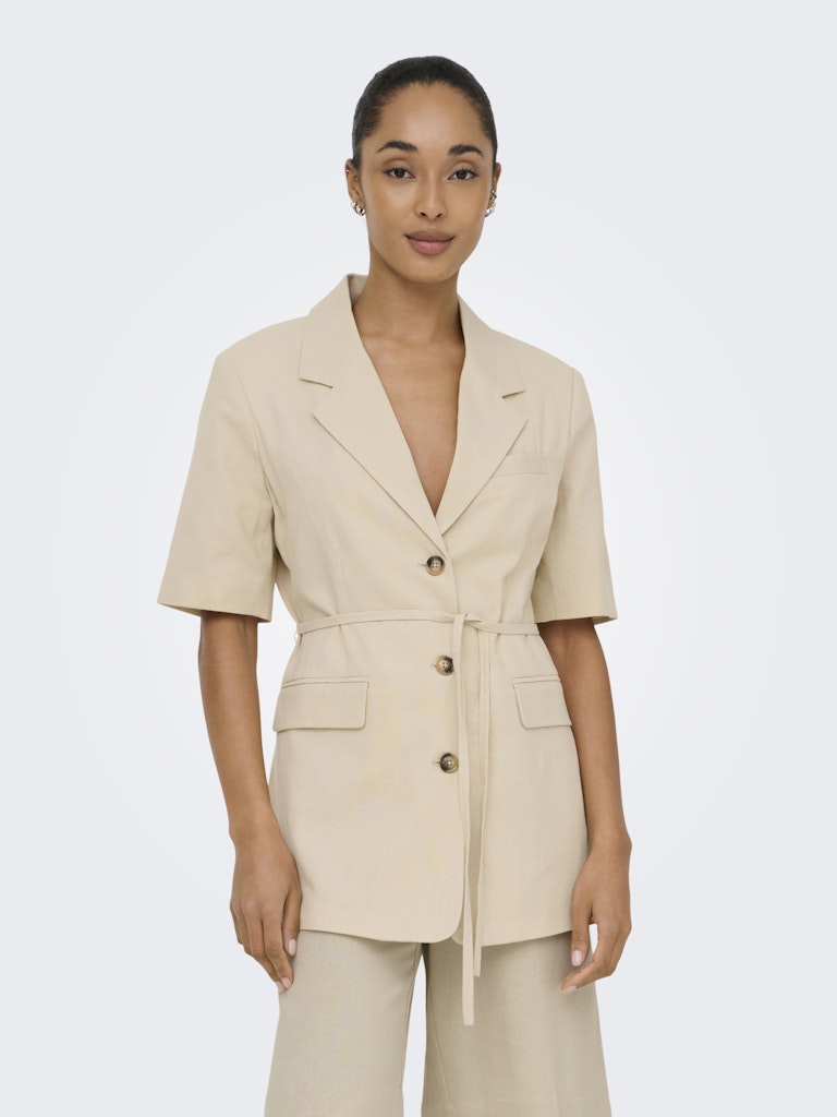JDY Naomi Linen S/S Belt Blazer | Wheat Sand