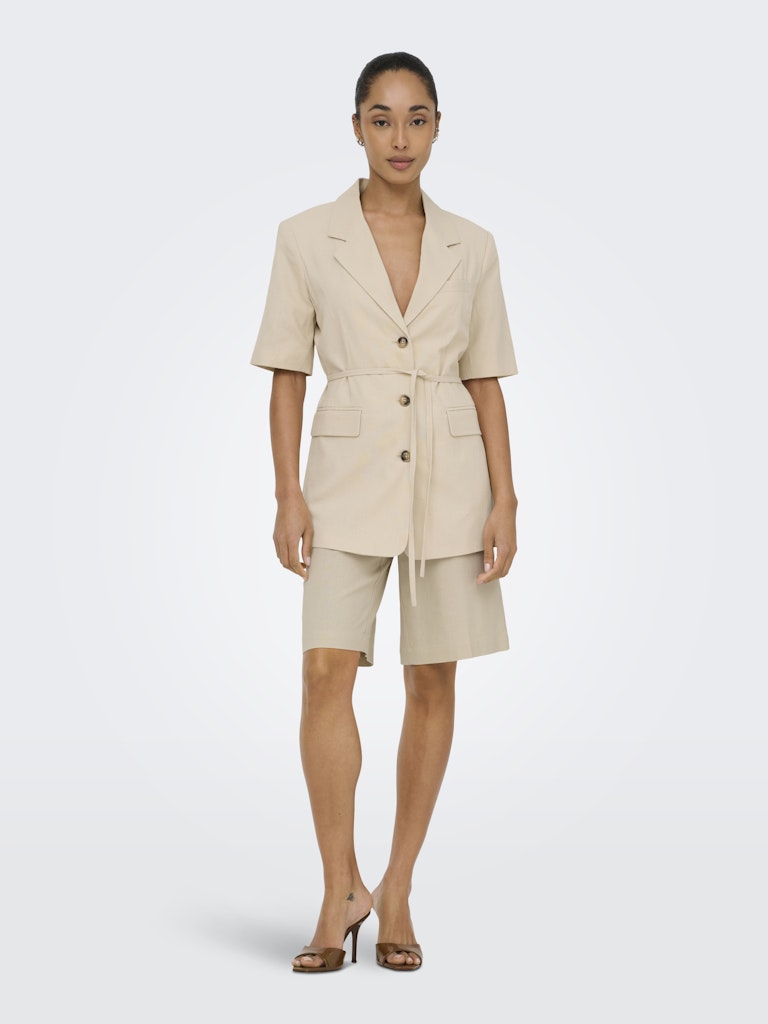 JDY Naomi Linen S/S Belt Blazer | Wheat Sand
