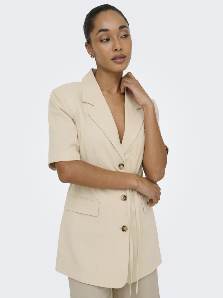 JDY Naomi Linen S/S Belt Blazer | Wheat Sand