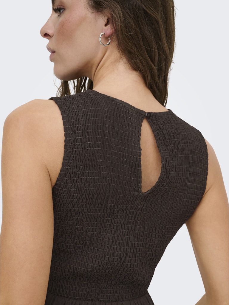 JDY Diego S/L Smock Midi Dress | Chocolate