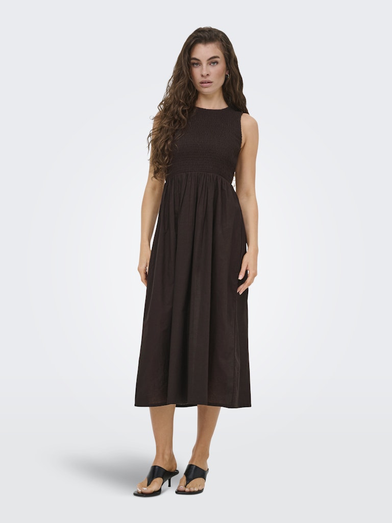 JDY Diego S/L Smock Midi Dress | Chocolate