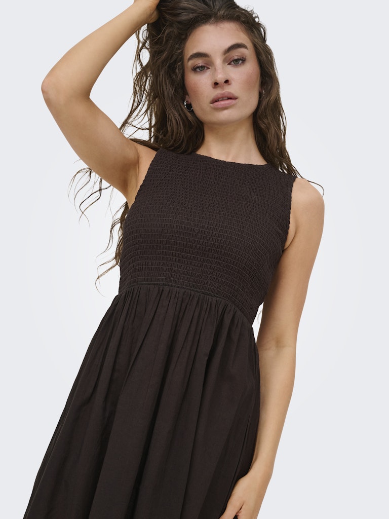 JDY Diego S/L Smock Midi Dress | Chocolate