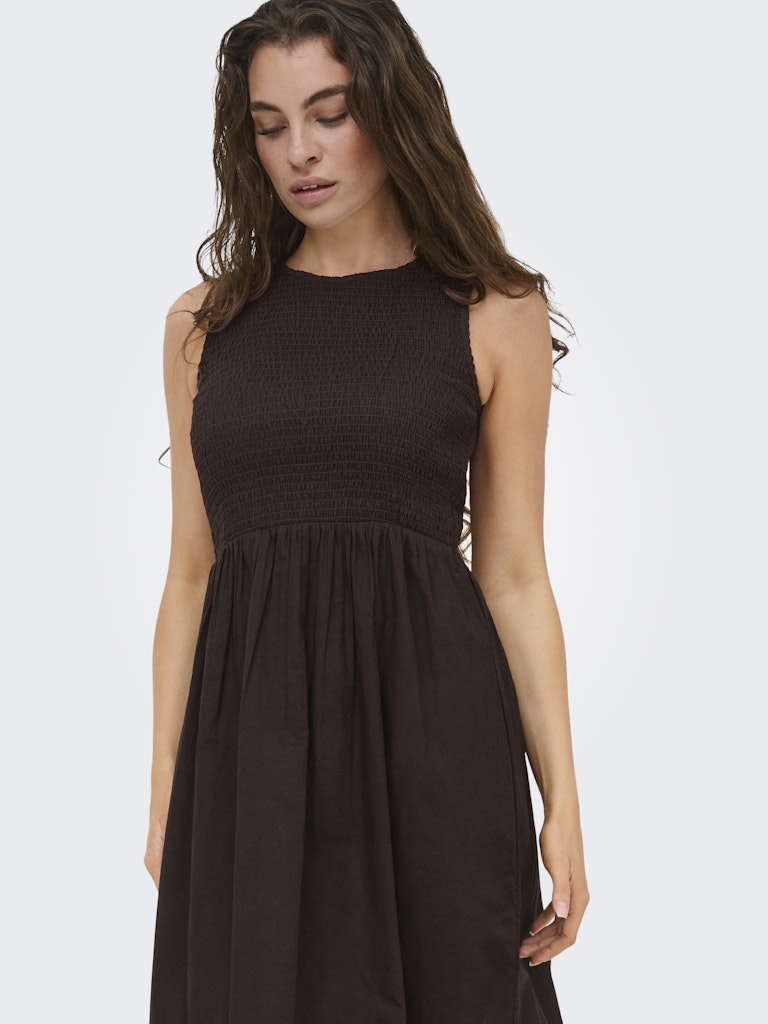 JDY Diego S/L Smock Midi Dress | Chocolate