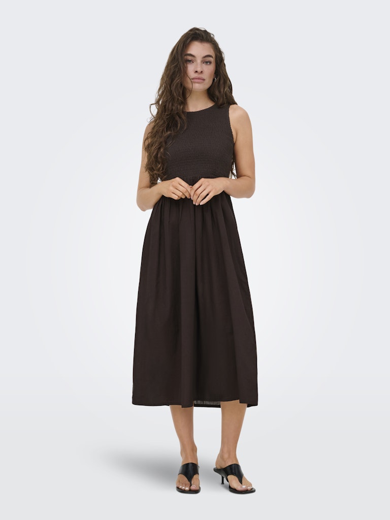 JDY Diego S/L Smock Midi Dress | Chocolate