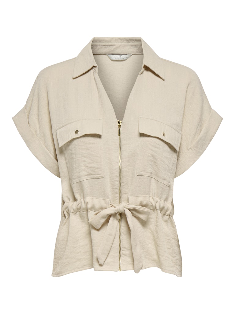 JDY Mille S/S Zip Shirt | Sand