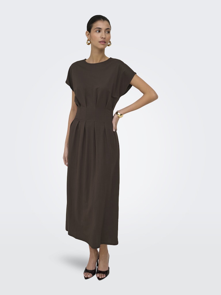 JDY Rebekka Life S/S Midi Dress | Chocolate