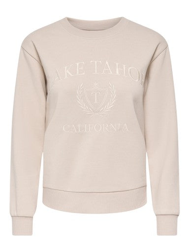 JDY Paris Long Sleeve Embossed Sweatshirt | Oatmeal 15221015
