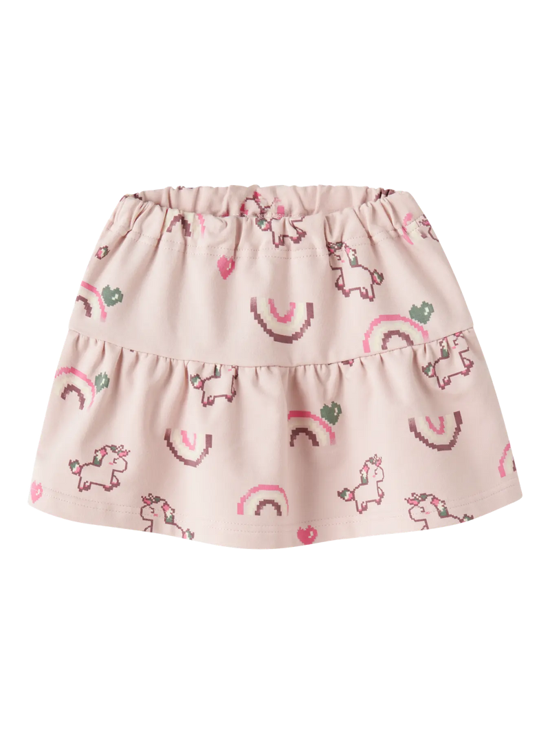 Name It Girls Unicorn Rainbow Print Skirt – flat lay front white background