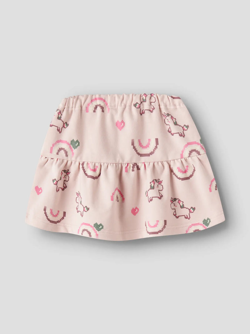 Name It Girls Unicorn Rainbow Print Skirt – flat lay front grey background