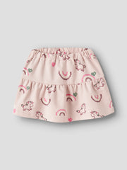 Name It Girls Unicorn Rainbow Print Skirt – flat lay angled grey background