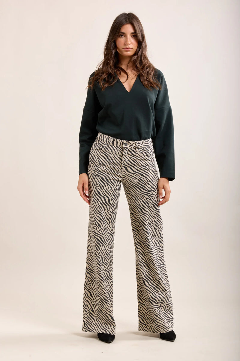 Toxik3 Zebra Print Wide Leg Stretch Jeans | Zebra L21482-1