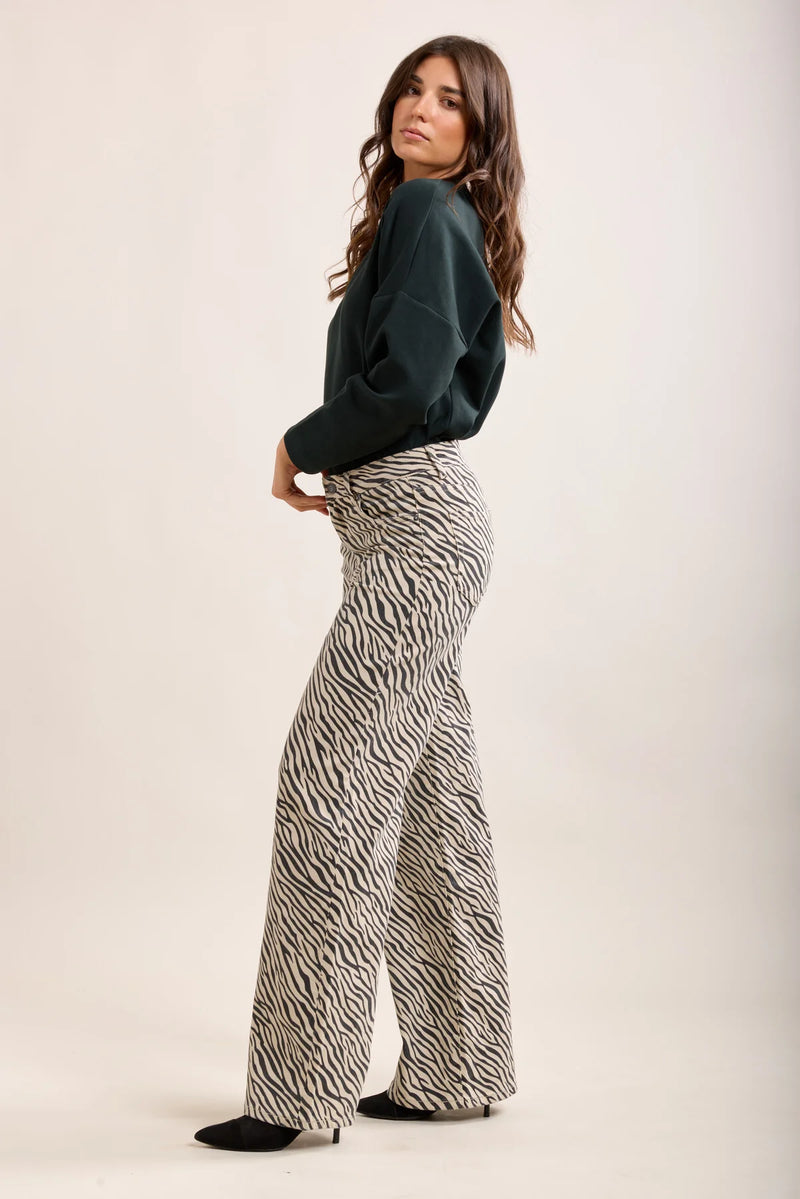 Toxik3 Zebra Print Wide Leg Stretch Jeans | Zebra L21482-1