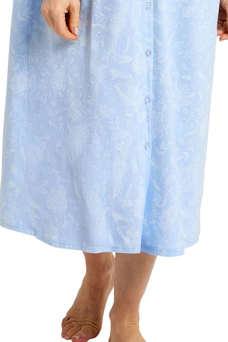 Marlon Dotty Classic Short Sleeve Button Front Nightdress | Blue MA47561