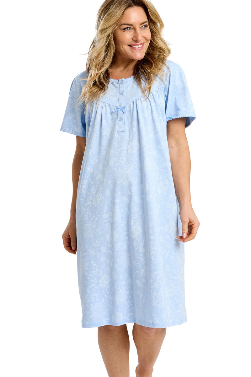 Marlon Dotty Classic Short Sleeve Nightdress | Blue MA47562