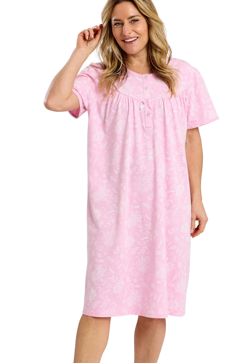 Marlon Dotty Classic Short Sleeve Nightdress | Pink MA47562