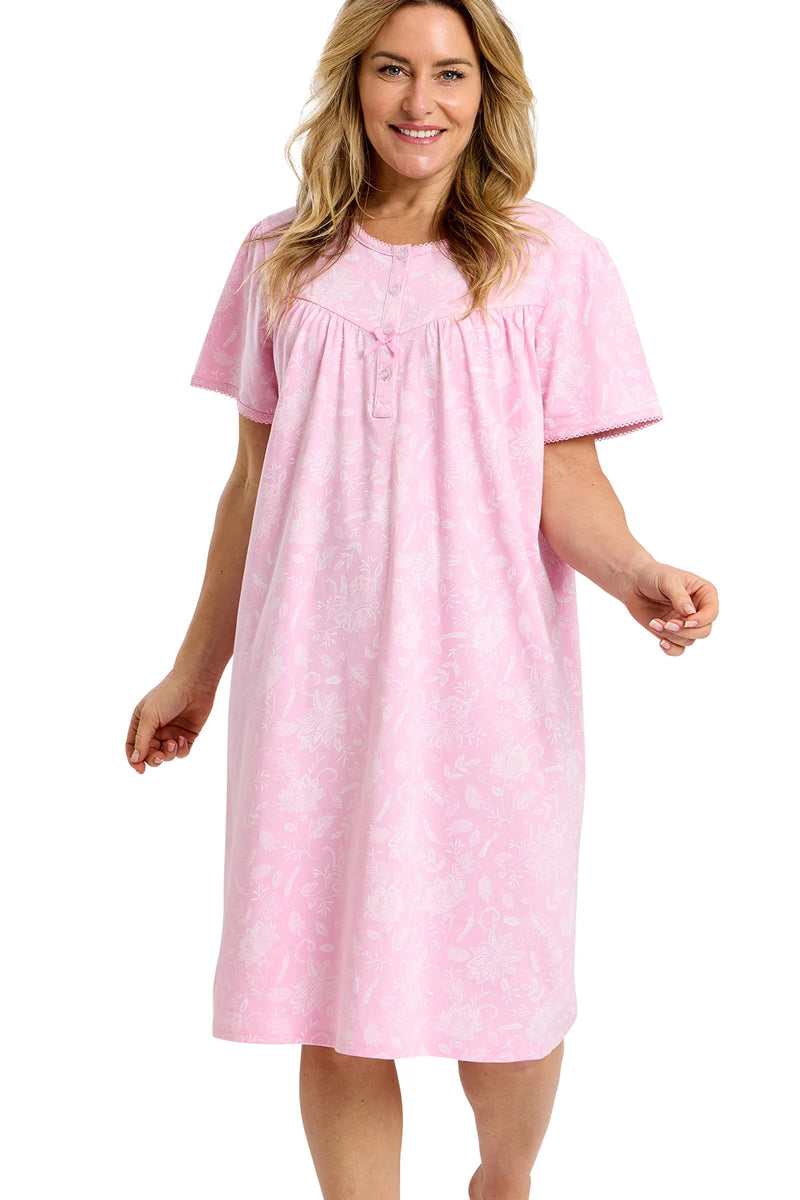 Marlon Dotty Classic Short Sleeve Nightdress | Pink MA47562