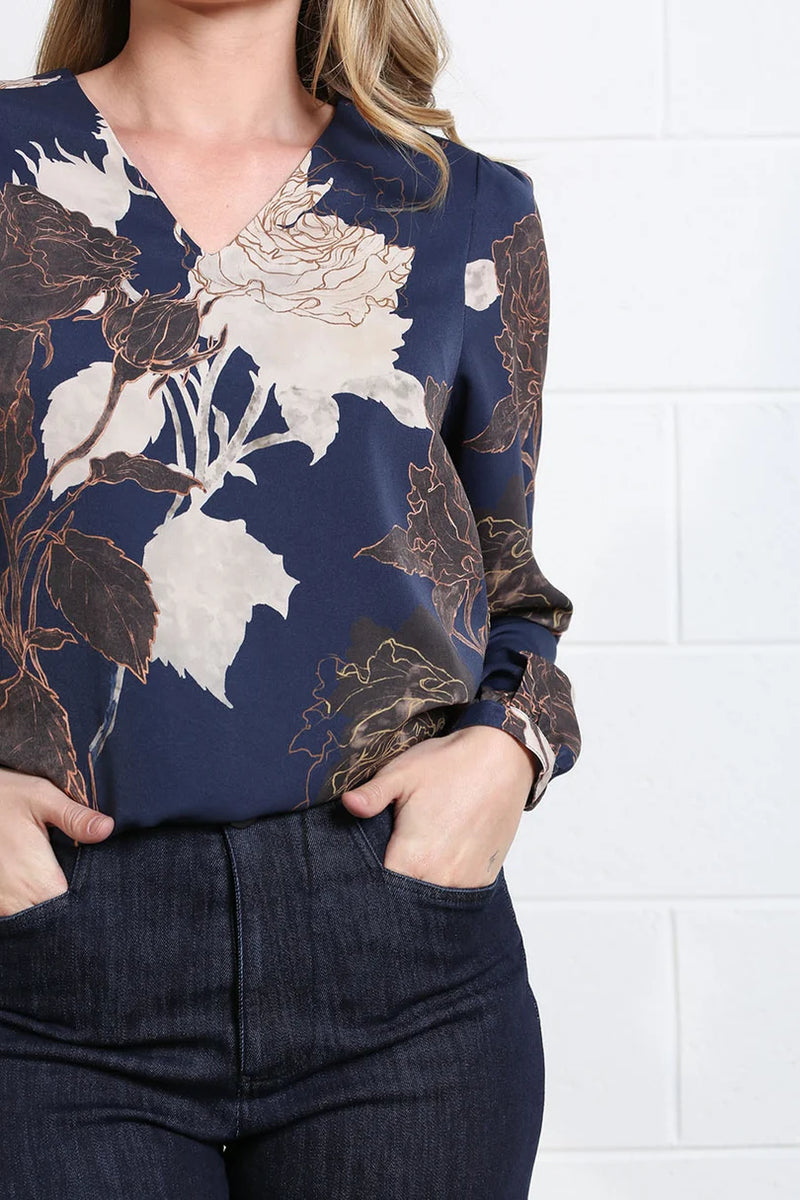 Rant & Rave Mia Floral Blouse | Blue RR44-Q47