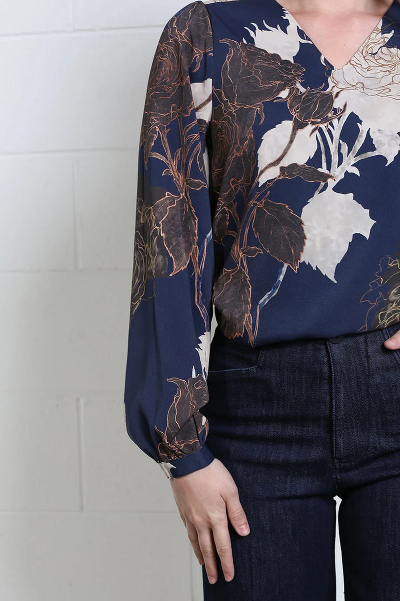 Rant & Rave Mia Floral Blouse | Blue RR44-Q47
