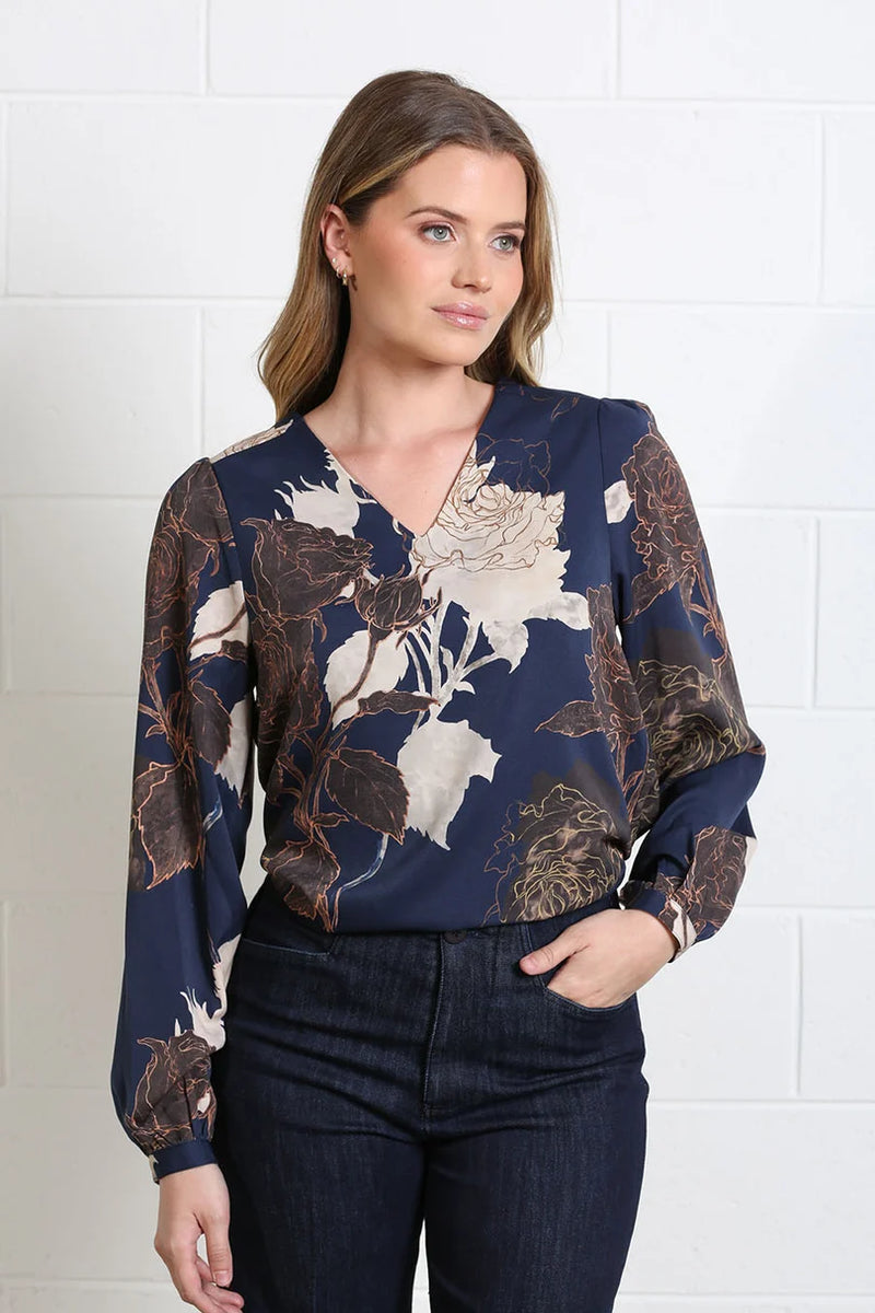 Rant & Rave Mia Floral Blouse | Blue RR44-Q47