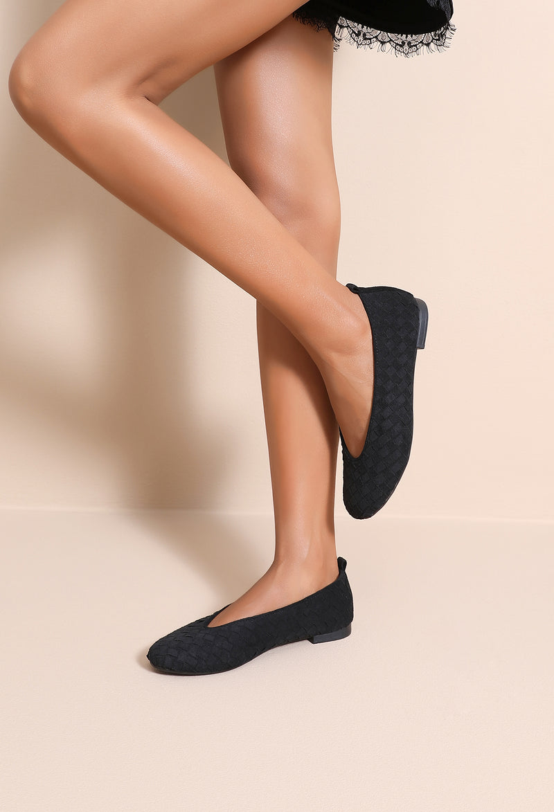 JOIA Woven ballet flats  | Black H8-1551X