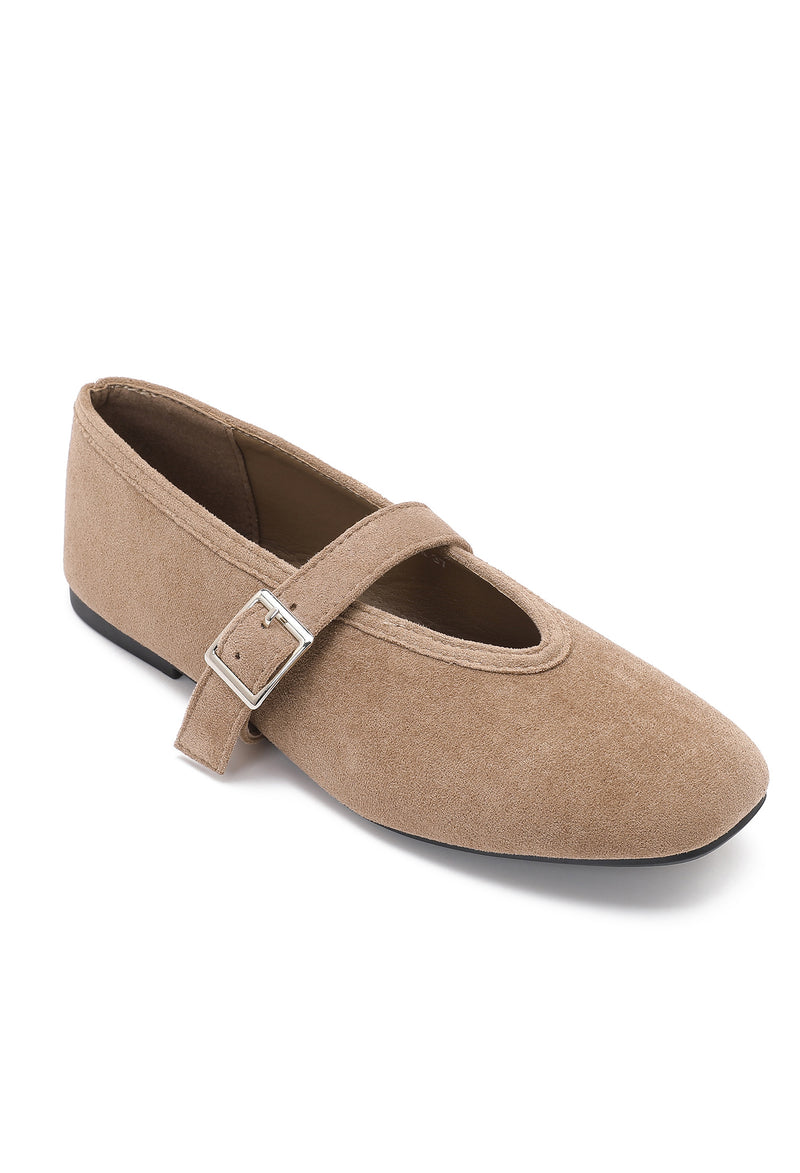 JOIA Shoes Suede Mary Janes | Beige H8-1512