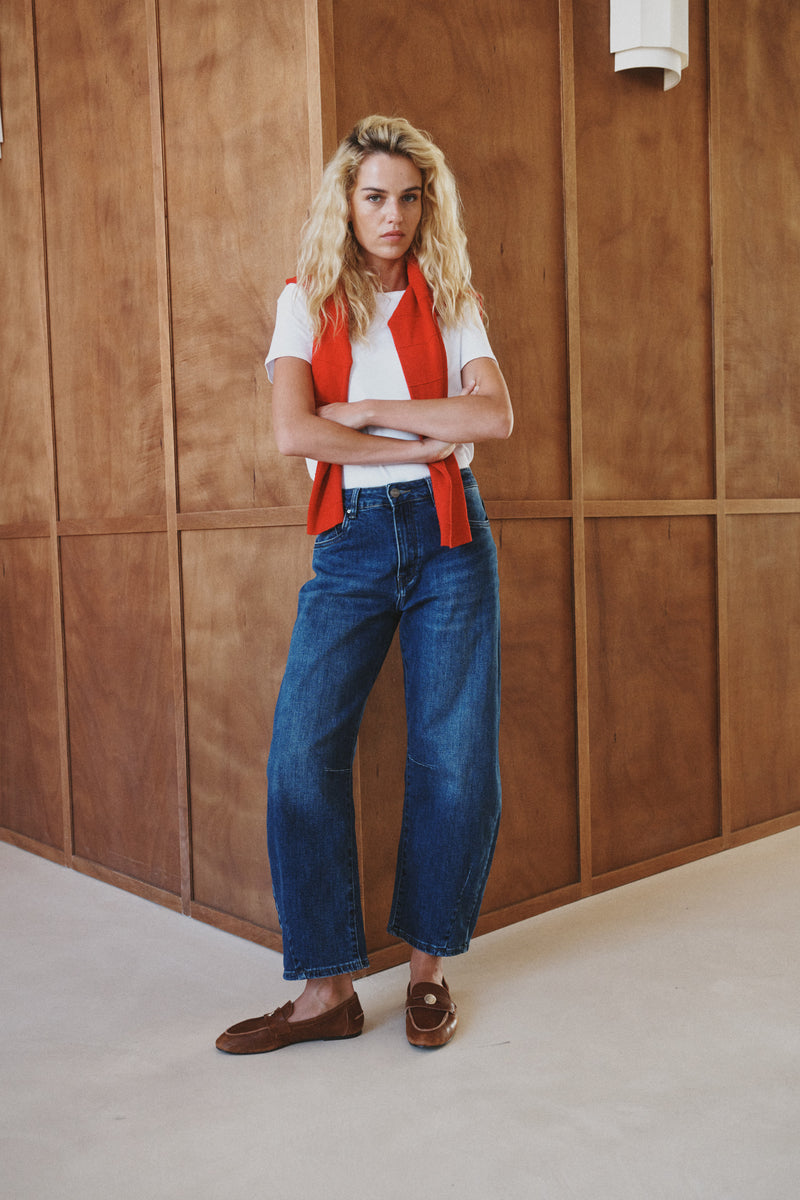 Ana & Lucy Livia Cropped Barrel Jeans | Denim Blue PH7102