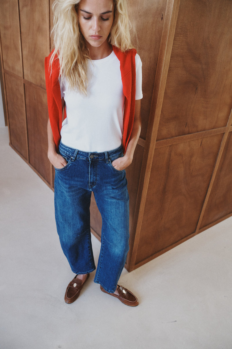 Ana & Lucy Livia Cropped Barrel Jeans | Denim Blue PH7102