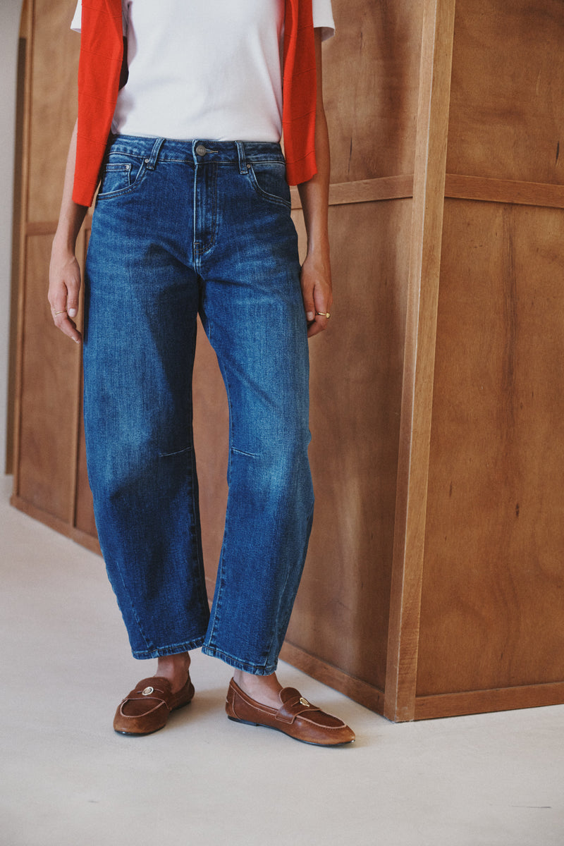 Ana & Lucy Livia Cropped Barrel Jeans | Denim Blue PH7102