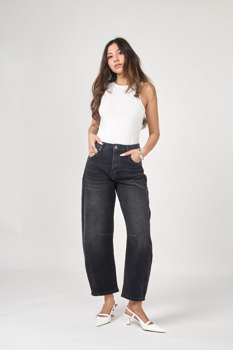 Ana & Lucy Livia Cropped Barrel Jeans | Anthracite PH7102