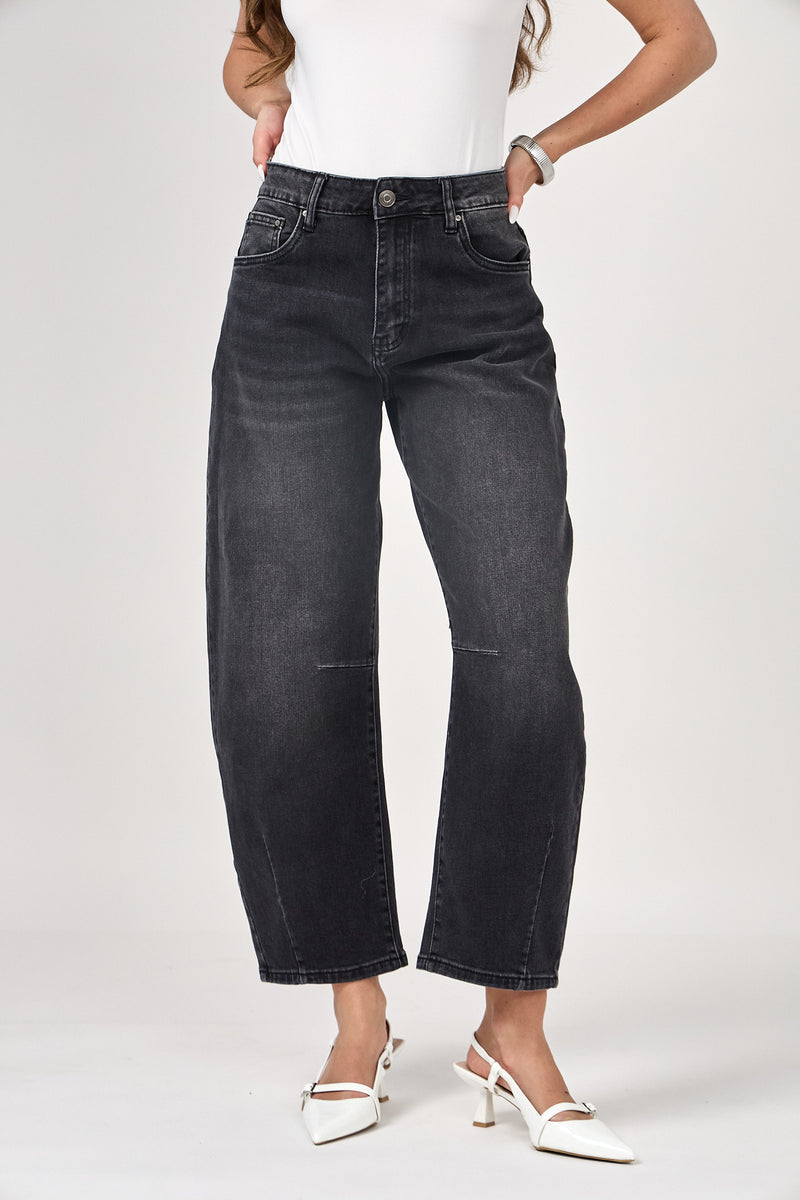 Ana & Lucy Livia Cropped Barrel Jeans | Anthracite PH7102