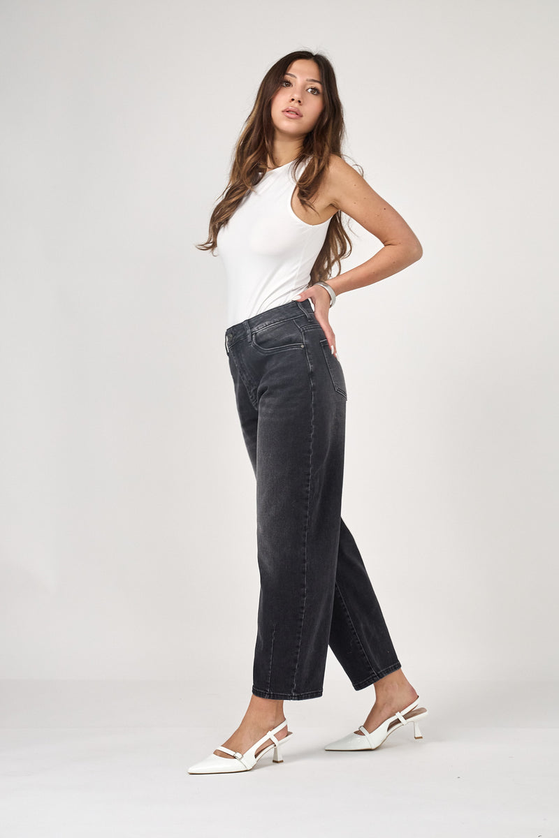 Ana & Lucy Livia Cropped Barrel Jeans | Anthracite PH7102