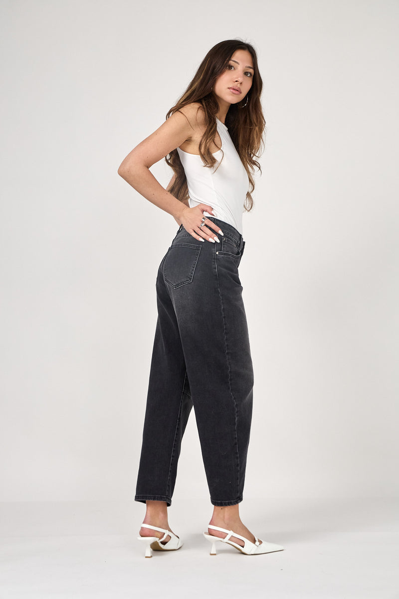 Ana & Lucy Livia Cropped Barrel Jeans | Anthracite PH7102