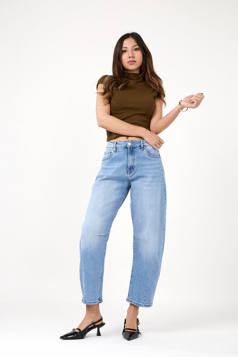 Ana & Lucy Livia Cropped Barrel Jeans | Light Blue PH7102